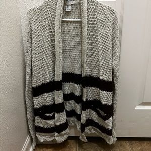 Maroon and Beige Stripped Cardigan